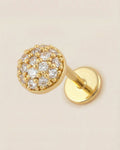 Altın renkli 316L cerrahi çelik pave zirkon taşlı yarım küre flatback piercing.