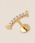 Altın renkli 316L cerrahi çelik kavisli flatback piercing tasarımı.