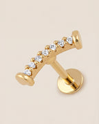 Altın renkli 316L cerrahi çelik kavisli flatback piercing tasarımı.