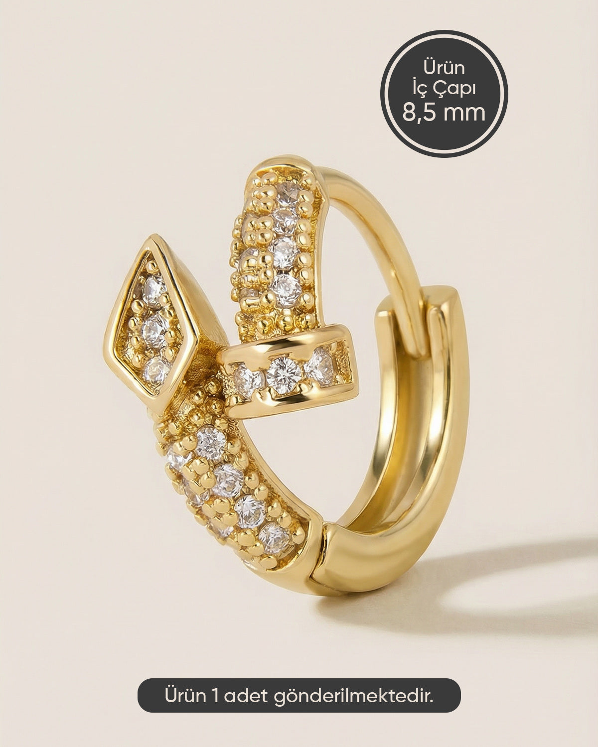 Altın renkli 316L cerrahi çelik sarmal çivi model halka piercing tasarımı.