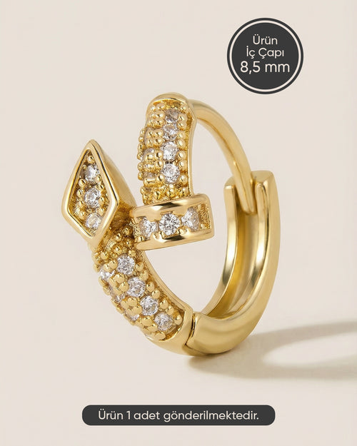 Altın renkli 316L cerrahi çelik sarmal çivi model halka piercing tasarımı.