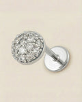 Gümüş renkli 316L cerrahi çelik pave zirkon taşlı yarım küre flatback piercing.