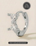 Gümüş renkli 316L cerrahi çelik fiyonk zirkon taşlı halka piercing tasarımı.