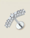 Gümüş renkli 316L cerrahi çelik görkemli kavisli flatback piercing tasarımı.