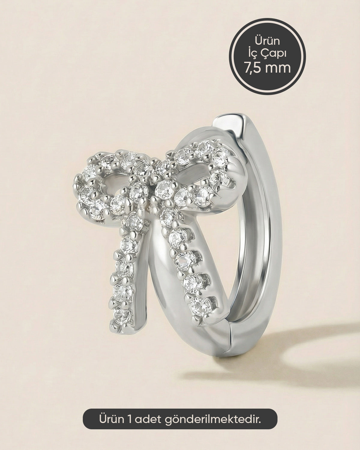 Gümüş renkli 316L cerrahi çelik pave kurdele zirkon taşlı halka piercing tasarımı.