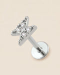 Gümüş renkli 316L cerrahi çelik yıldırım figürlü flatback piercing tasarımı.