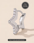 Gümüş renkli cerrahi çelik yıldız biçimli 7,50 mm zirkon taşlı halka piercing tasarımı.